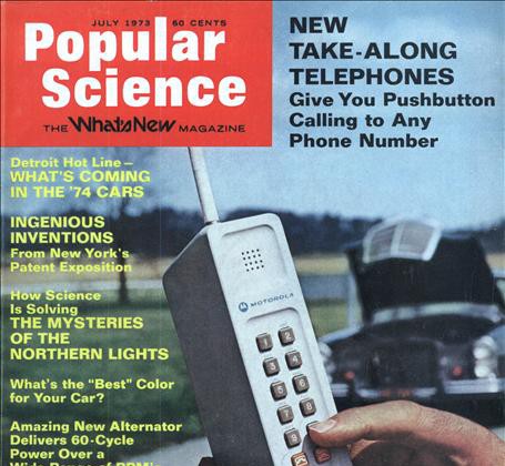 Portada de la revista Popular Science dedicada a los primeros teléfonos móviles (1973)
