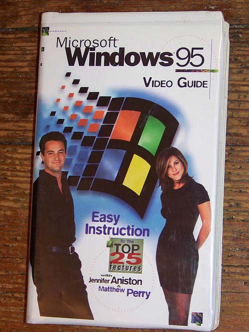 Jennifer Aniston y Matthew Perry promocionando Windows 95