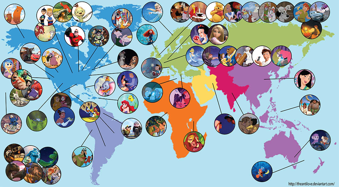 Mapa con todas las películas de Disney
