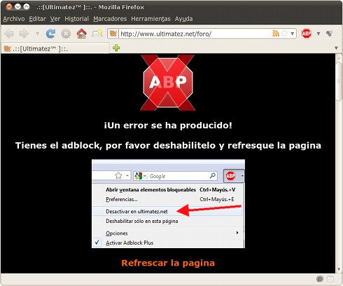 Si utilizas AdBlock Plus no entras