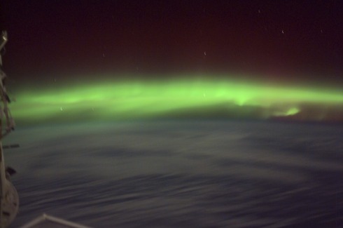 Una aurora boreal vista desde la Estación Espacial Internacional