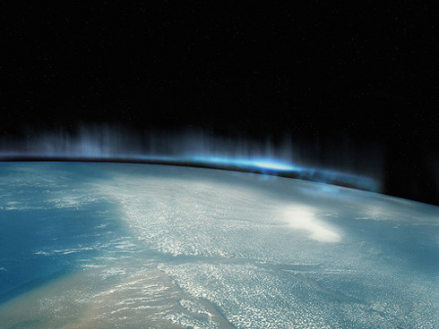 Una aurora boreal vista desde la Estación Espacial Internacional