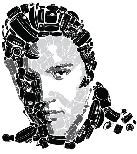 Rostro de Elvis Presley recreado con los equipos de sonido de Bose