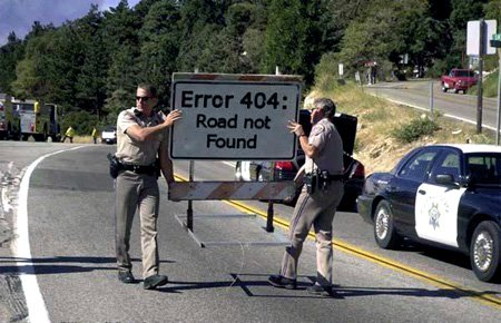Error 404 en una carretera