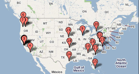 Ubicación de los data centers de Google en EEUU Ubicación de los data centers de Google en EEUU