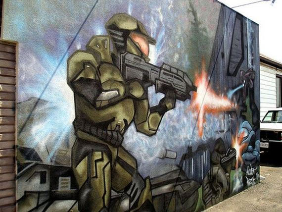 Grafitis inspirados por videojuegos