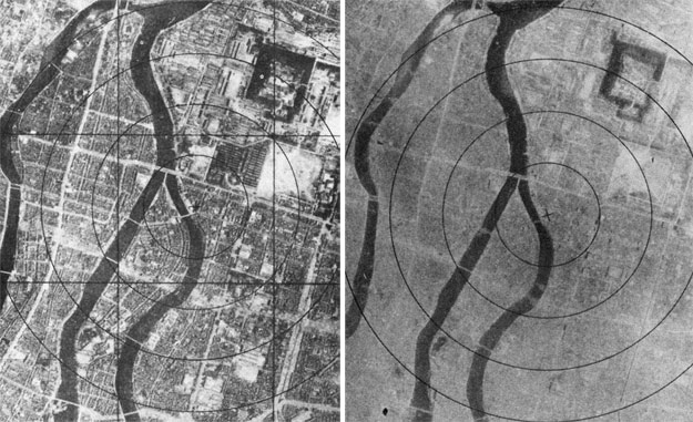 Hiroshima antes y después de la explosión atómica
