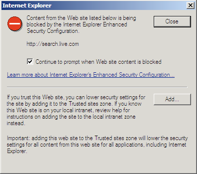 Internet Explorer bloquea el acceso a Live.com