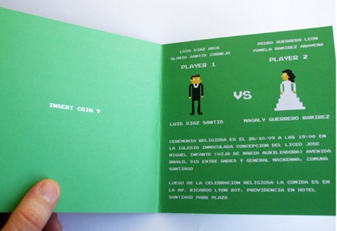 Invitación de boda al estilo 8 bits