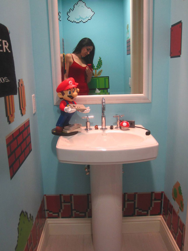 Lavabo dedicado a Super Mario Bros