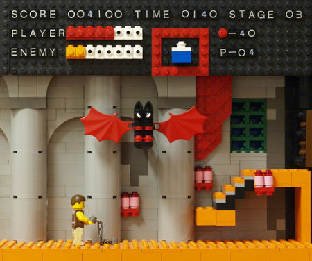 Escena de Castlevania representada con LEGO