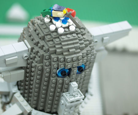 Escena de Shadow of the Colossus representada con LEGO