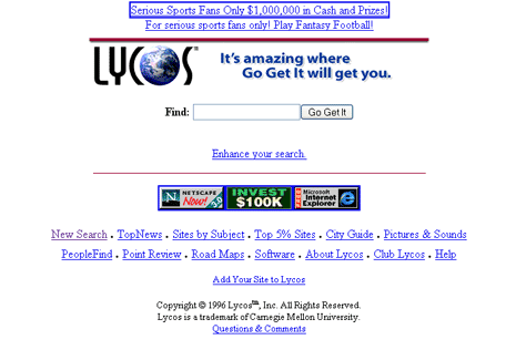 Lycos en 1996