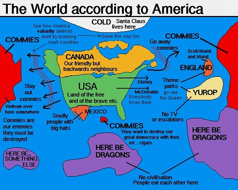 Mapa del mundo según los estadounidenses