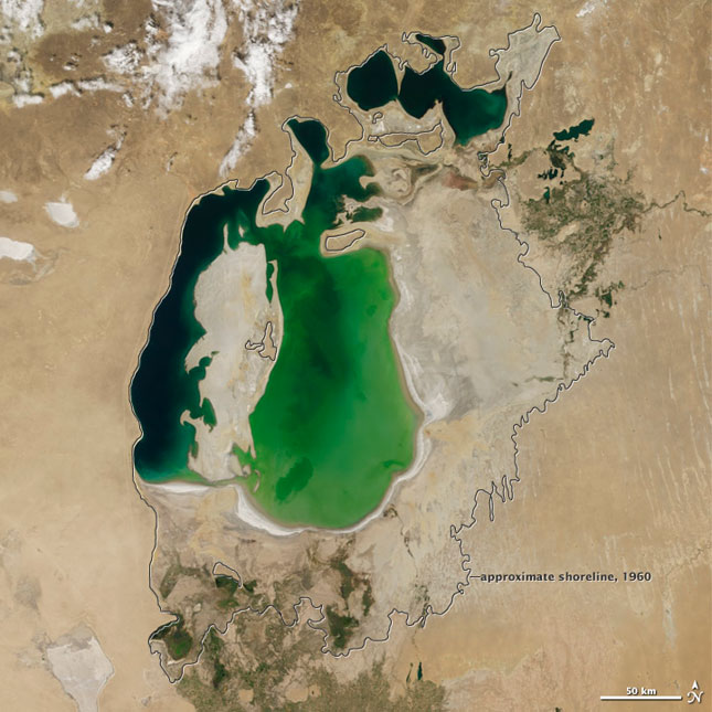 Nuevas imágenes de la NASA muestran el desastre medioambiental del Mar de Aral