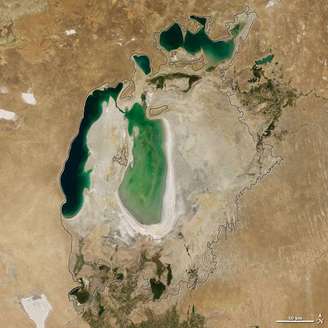 Nuevas imágenes de la NASA muestran el desastre medioambiental del Mar de Aral