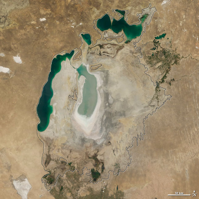 Nuevas imágenes de la NASA muestran el desastre medioambiental del Mar de Aral