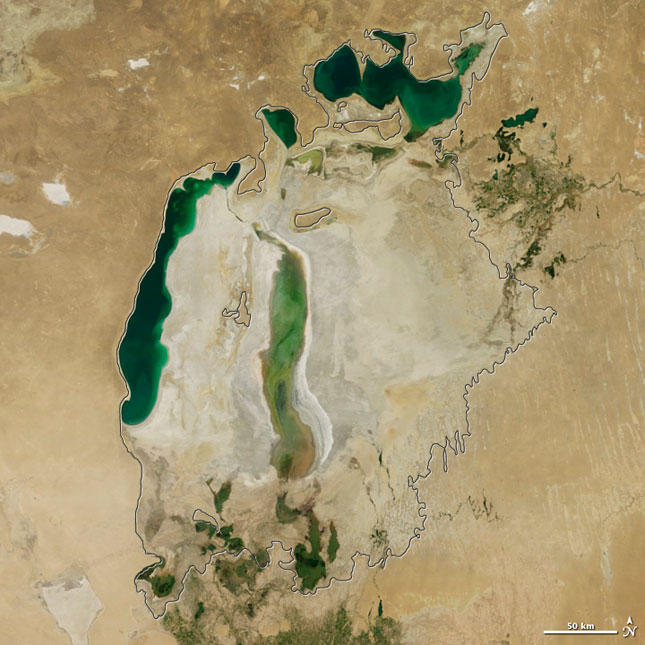 Nuevas imágenes de la NASA muestran el desastre medioambiental del Mar de Aral