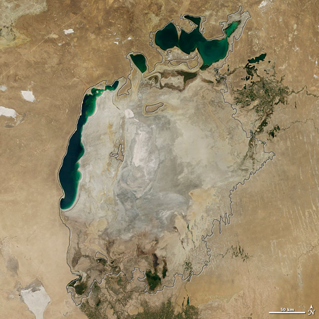 Nuevas imágenes de la NASA muestran el desastre medioambiental del Mar de Aral