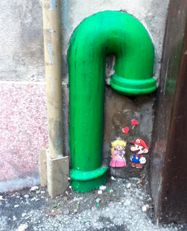 Homenaje callejero a Mario Bros