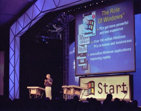 Fotografía del lanzamiento de Windows 95