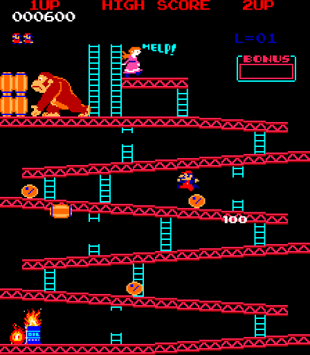 Una estantería recrea un nivel del Donkey Kong