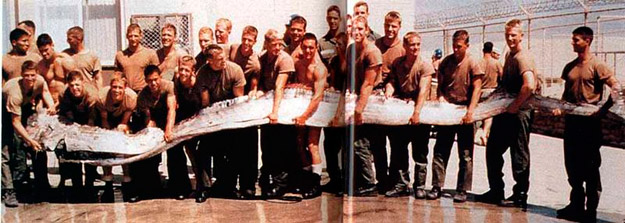 Pez Remo Gigante capturado en 1996 por soldados estadounidenses en el Océano Pacífico
