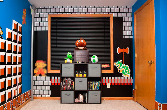 Padre redecora la habitación de su hija con los personajes de Super Mario Bros