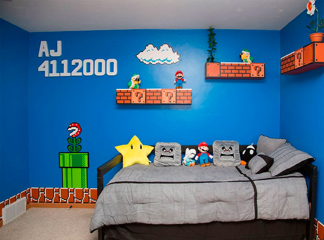Padre redecora la habitación de su hija con los personajes de Super Mario Bros