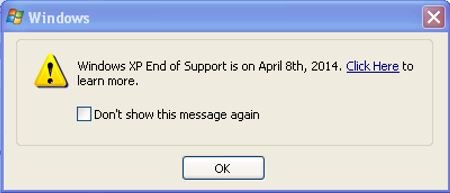 Windows XP mostrará pop-ups a sus usuarios para que instalen otras versiones de Windows