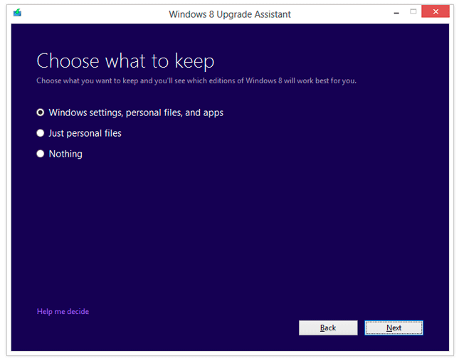 Asistente de actualización a Windows 8