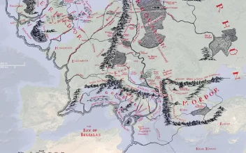 El tamaño de la Tierra Media comparado con el de Europa