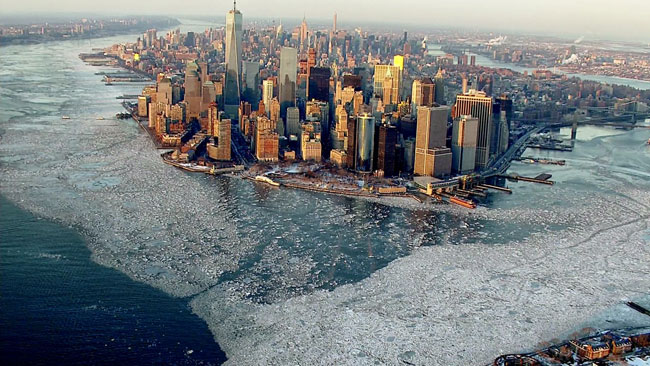 Nueva York rodeada de hielo