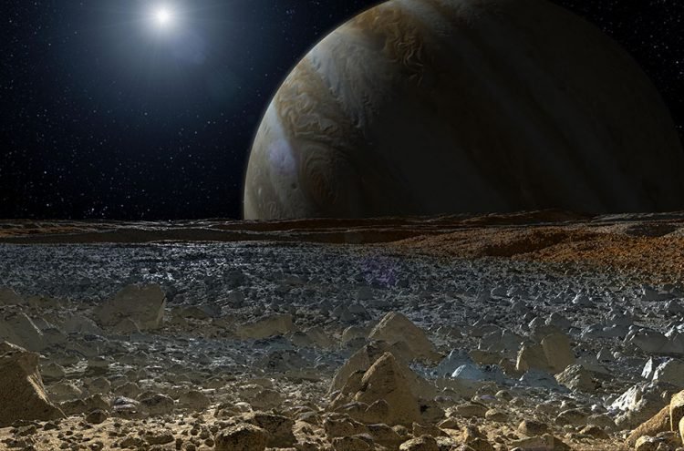 Así se ve Júpiter desde la superficie de su satélite Europa