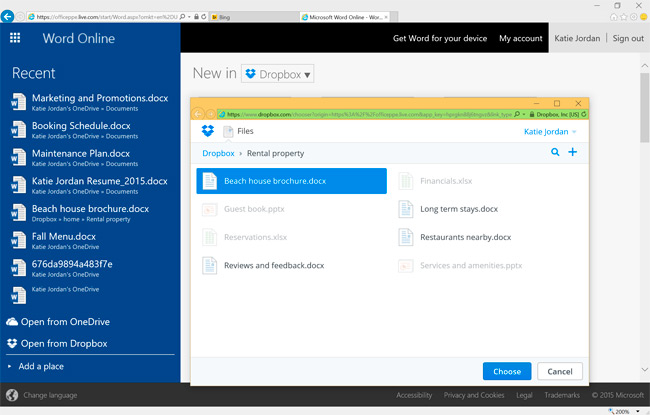 Microsoft Office Online permite ahora abrir, editar y guardar documentos en Dropbox