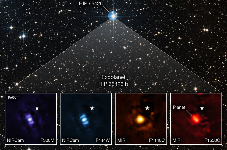 Primera imagen de un exoplaneta tomada por el telescopio espacial James Webb