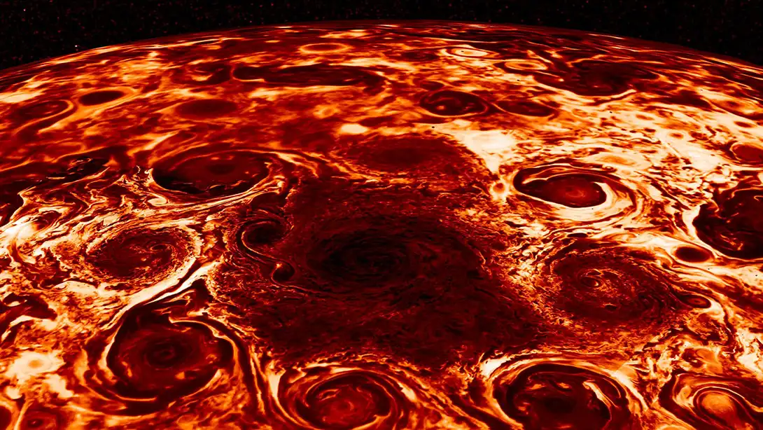 Ciclones en el polo norte de Júpiter
