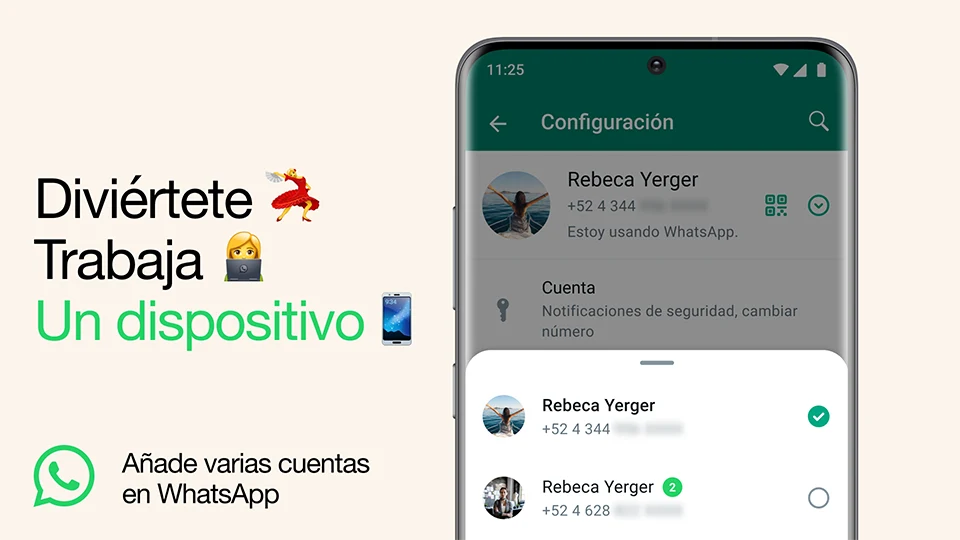 WhatsApp va a permitir tener dos cuentas con la sesión iniciada al mismo tiempo