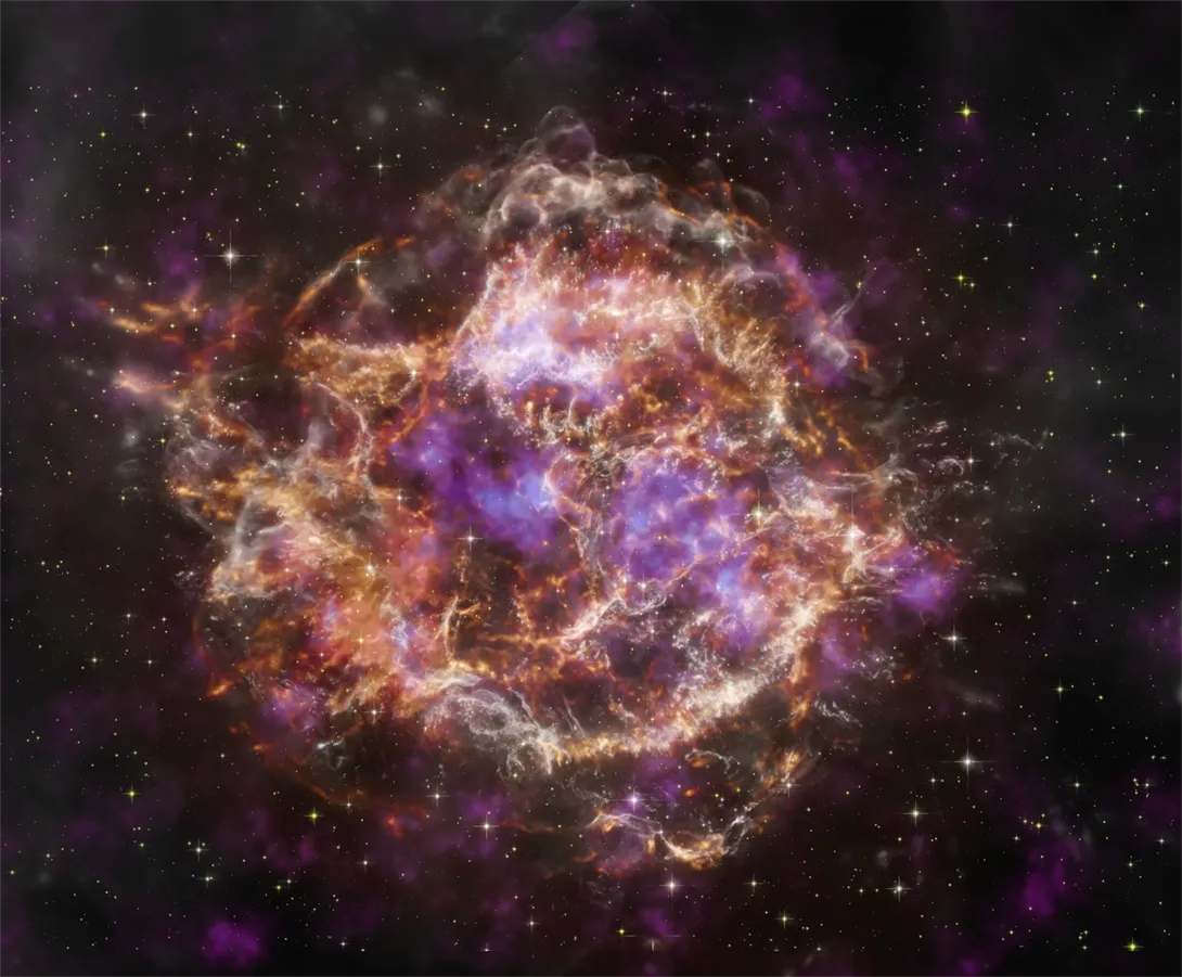 La supernova Cassiopeia A vista por los telescopios espaciales James Webb y Chandra