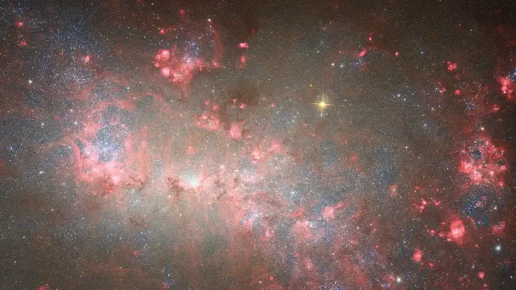 La galaxia irregular NGC 4449 vista por el telescopio espacial Hubble