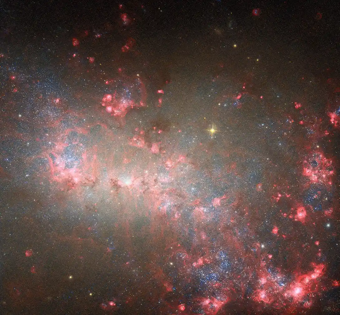 La galaxia irregular NGC 4449 vista por el telescopio espacial Hubble