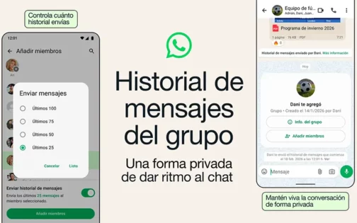 WhatsApp añade un historial de mensajes en grupo